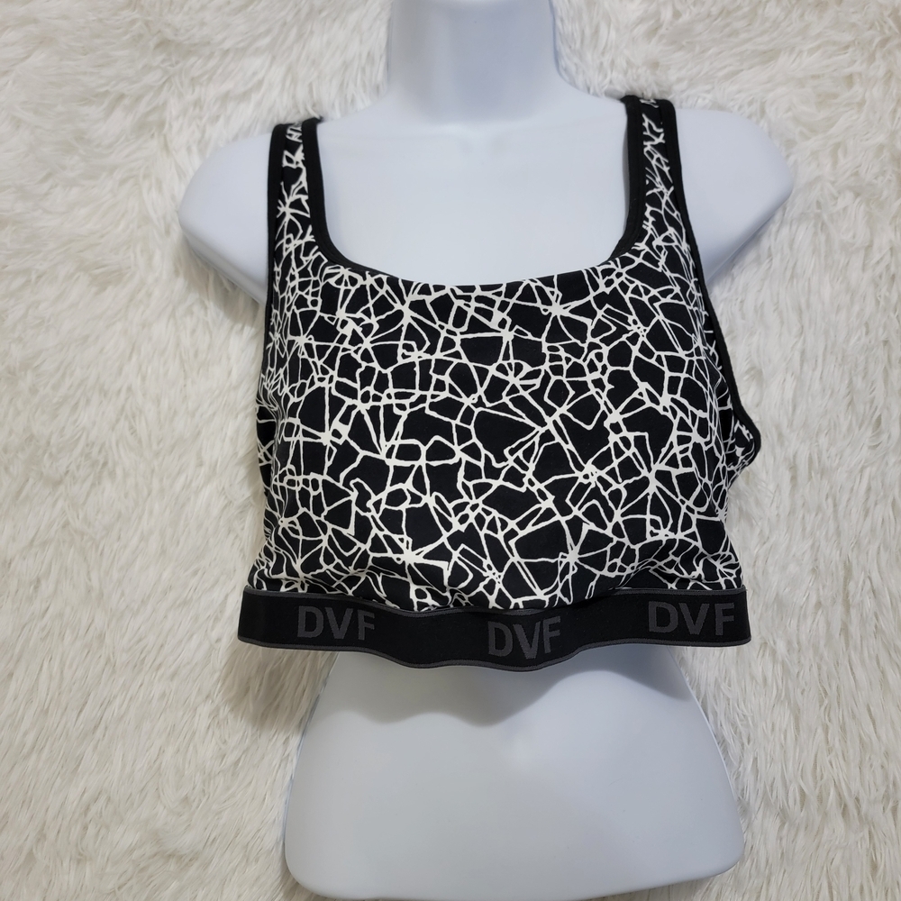 Diane Von Furstenberg Abstract Black and White Sports Bra